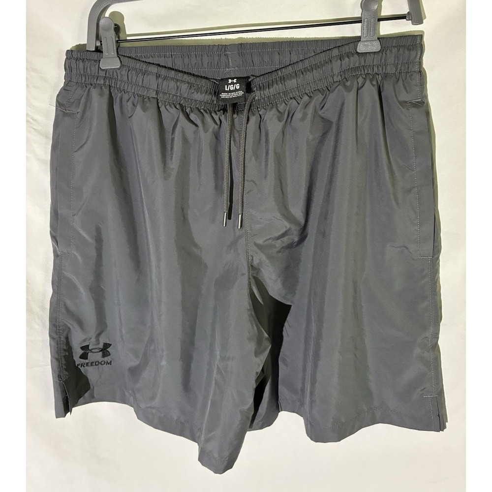 Under Armour Freedom Men's Gray Athletic Shorts Gym L Drawstring Pockets